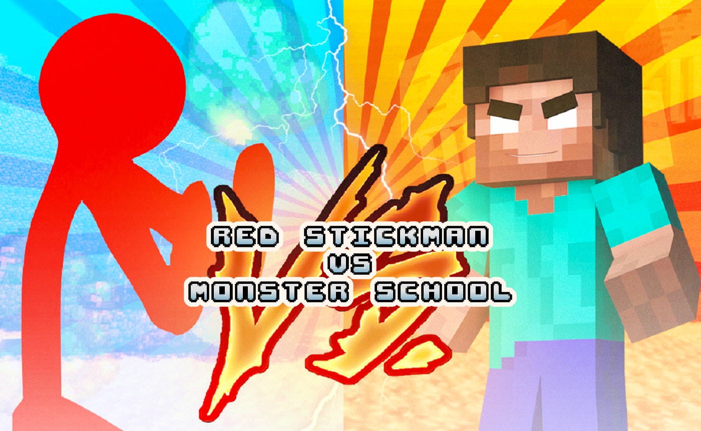 Updated Red Stickman vs Monster School